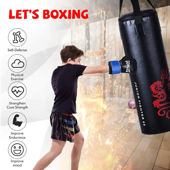 Kids Boxing Set | Punching Bag, Gloves, Hook and Jump Rope COSTWAY - Little and Giant Explorers Costway