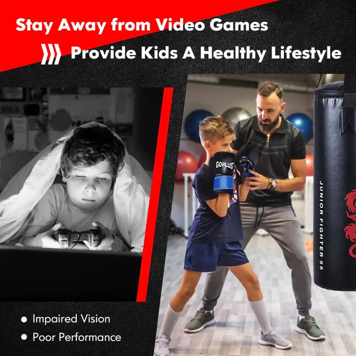 Kids Boxing Set | Punching Bag, Gloves, Hook and Jump Rope COSTWAY - Little and Giant Explorers Costway
