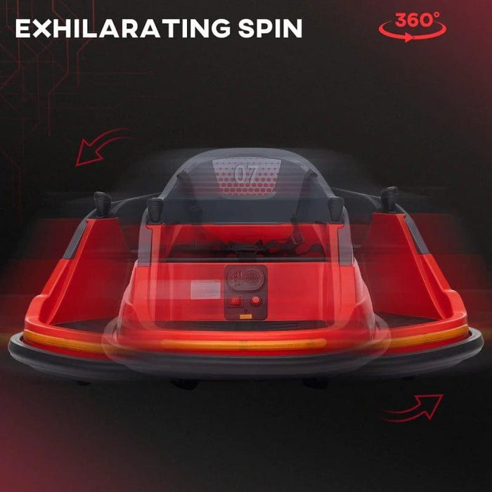 Bumper Car, 360° Rotation Spin with Lights and Music 12V in Red - Little and Giant Explorers HOMCOM