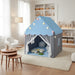 Kids Castle Play Tent – Pink and Grey | Star Lights, Mat and Mesh Windows COSTWAY - Little and Giant Explorers Costway