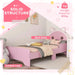 Kids Cat Design Bed with Guardrails in Pink (74 x 143cm) - Little and Giant Explorers ZONEKIZ