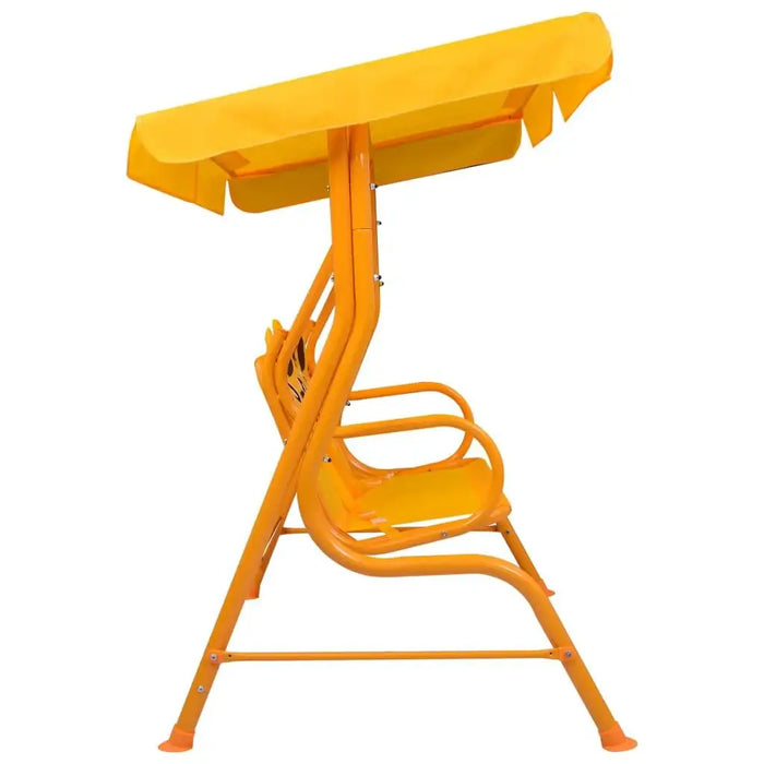 Kids orange swing seat with sunshade canopy for garden or patio relaxation