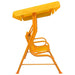 Kids orange swing seat with sunshade canopy for garden or patio relaxation