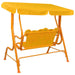 Yellow kids garden swing seat with sunshade canopy and sturdy metal frame