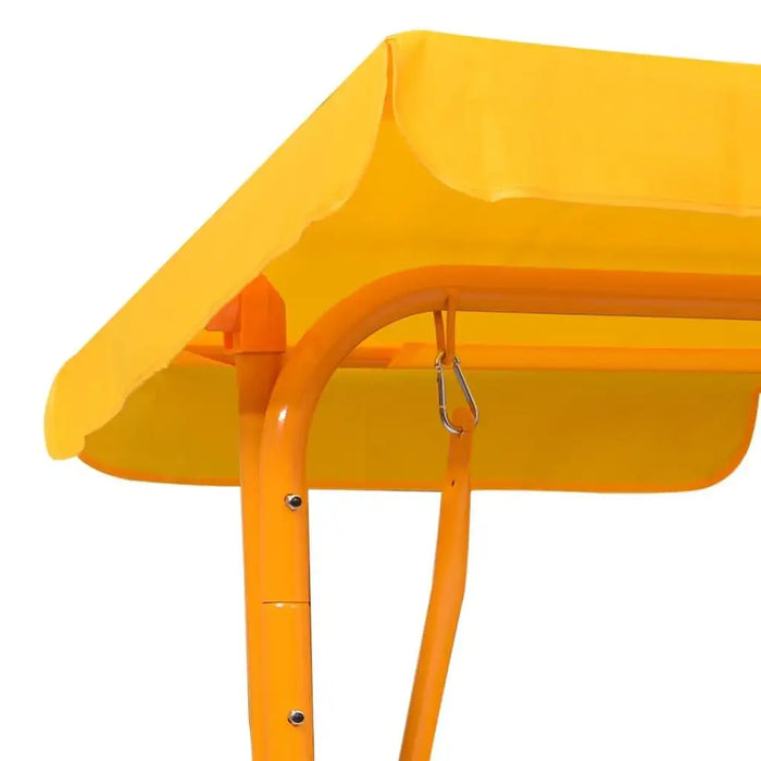 Yellow swing seat frame with sunshade canopy for kids outdoor garden patio