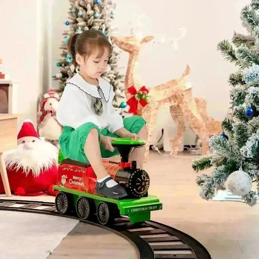 Kids Christmas Electric Ride On Train with Track 6V - Little and Giant Explorers Costway