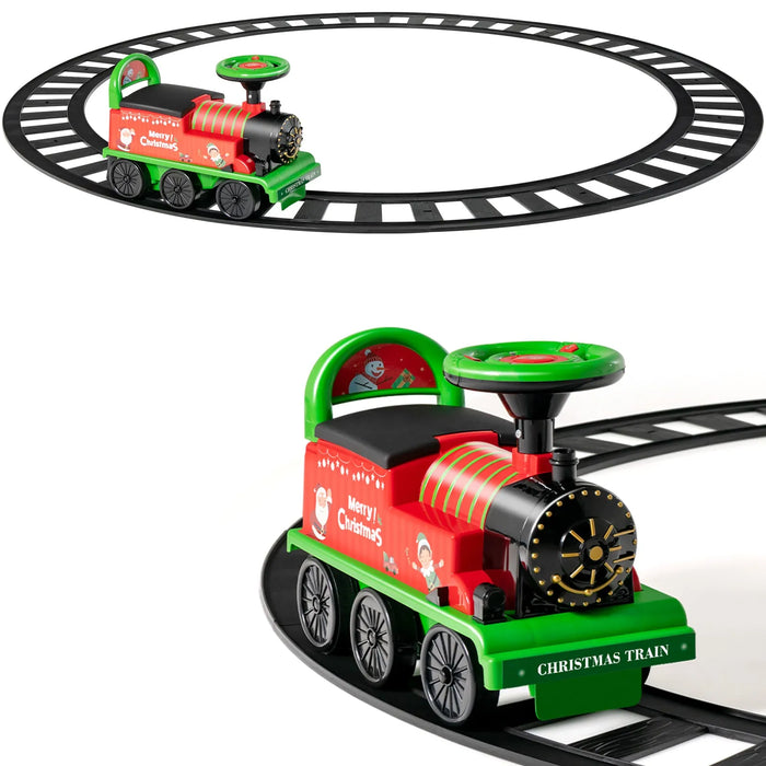 Kids Christmas Electric Ride On Train with Track 6V - Little and Giant Explorers Costway