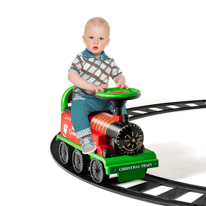 Kids Christmas Electric Ride On Train with Track 6V - Little and Giant Explorers Costway