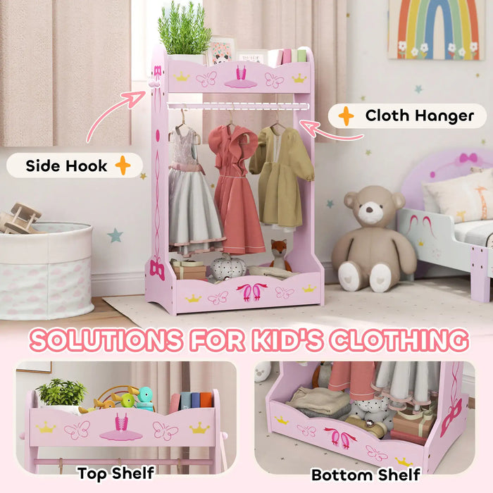 Kids 'Ballerina' Clothes Rail with 2 Storage Shelves - Little and Giant Explorers AIYAPLAY