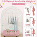 Kid Clothes Rack with 3 Adjustable Heights in Pink - Little and Giant Explorers Costway
