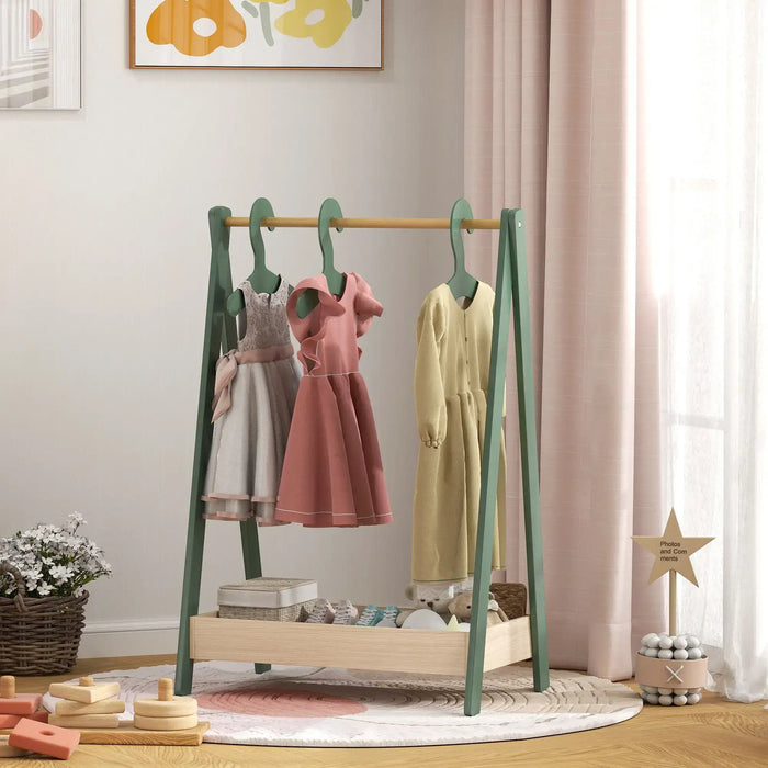 Kids Clothes Rail | Natural Wood with 3 Matching Hangers - Little and Giant Explorers AIYAPLAY