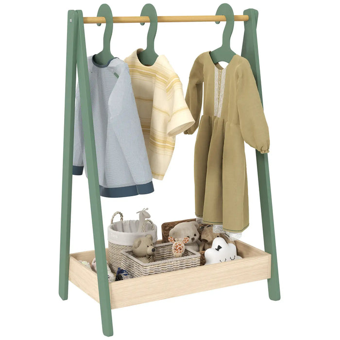 Kids Clothes Rail | Natural Wood with 3 Matching Hangers - Little and Giant Explorers AIYAPLAY