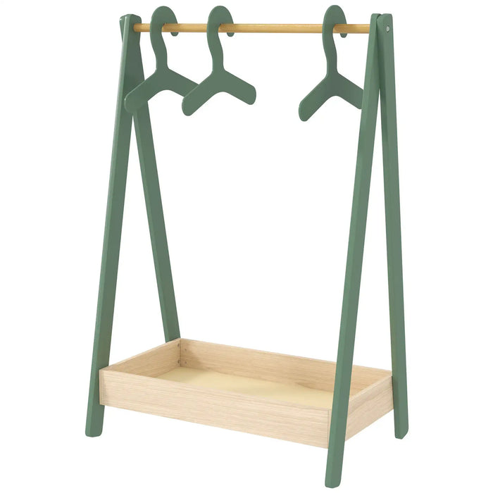 Kids Clothes Rail | Natural Wood with 3 Matching Hangers - Little and Giant Explorers AIYAPLAY