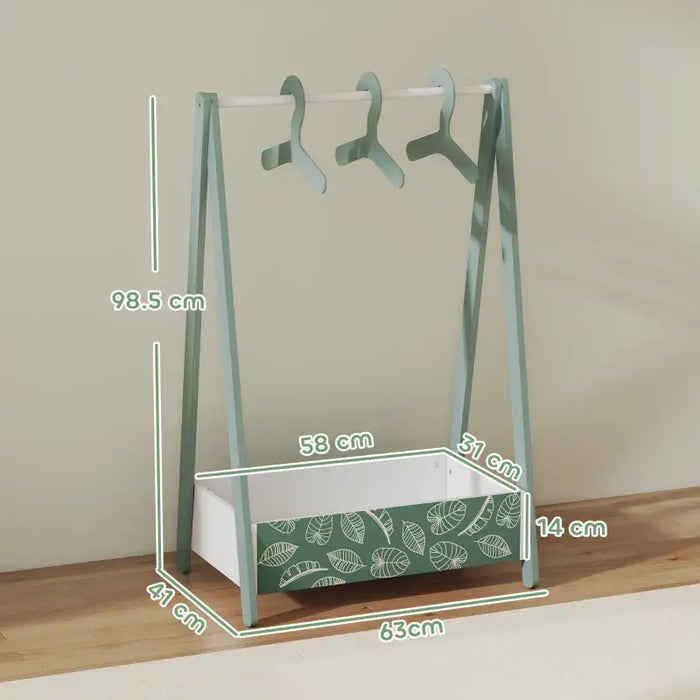Kids Clothes Rail – Green | Dress Up Organiser with Shelf and Hangers AIYAPLAY - Little and Giant Explorers AIYAPLAY