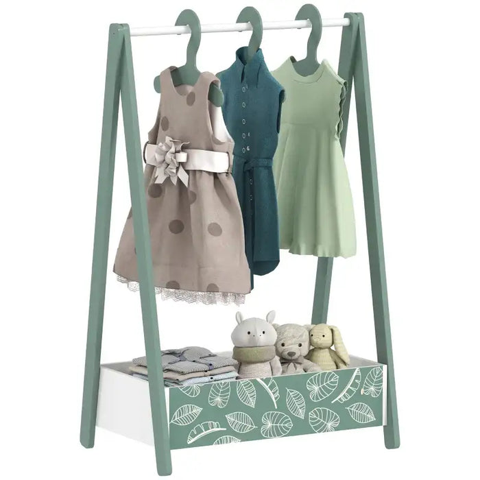 Kids Clothes Rail – Green | Dress Up Organiser with Shelf and Hangers AIYAPLAY - Little and Giant Explorers AIYAPLAY