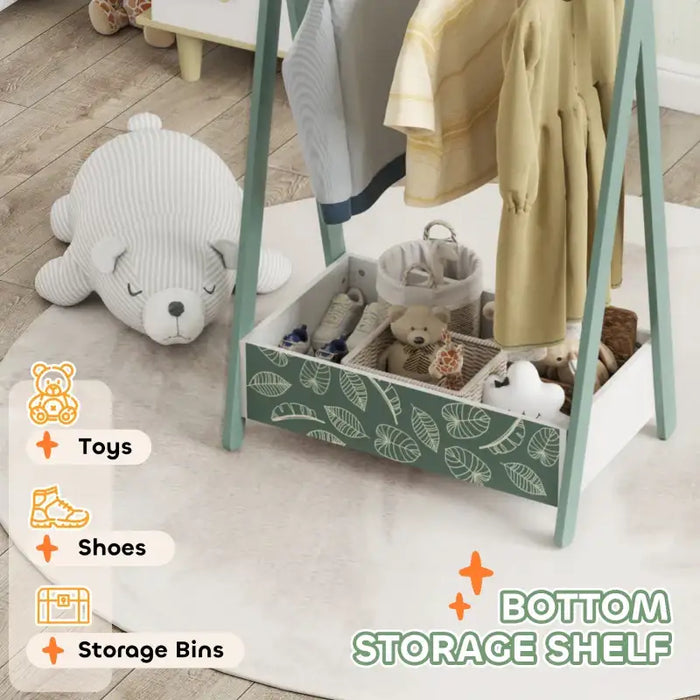 Kids Clothes Rail – Green | Dress Up Organiser with Shelf and Hangers AIYAPLAY - Little and Giant Explorers AIYAPLAY
