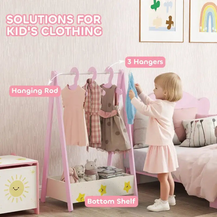Kids Clothes Rail – Pink | Dress Up Organiser with Shelf and Hangers AIYAPLAY - Little and Giant Explorers AIYAPLAY