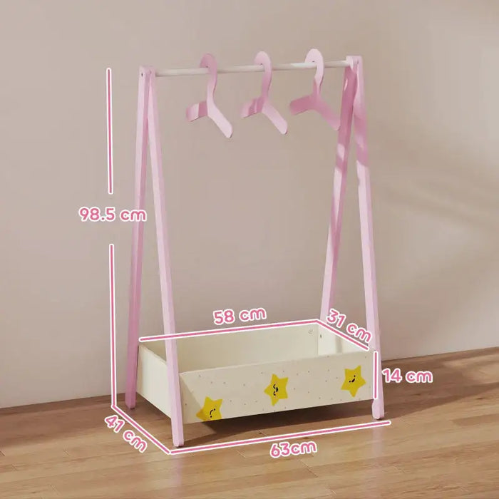 Kids Clothes Rail – Pink | Dress Up Organiser with Shelf and Hangers AIYAPLAY - Little and Giant Explorers AIYAPLAY