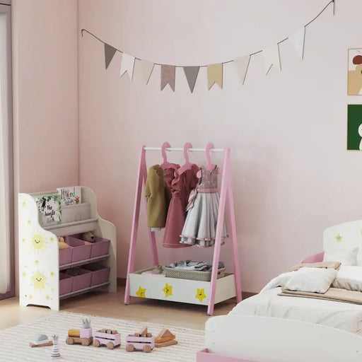 Kids Clothes Rail – Pink | Dress Up Organiser with Shelf and Hangers AIYAPLAY - Little and Giant Explorers AIYAPLAY