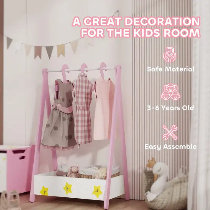 Kids Clothes Rail – Pink | Dress Up Organiser with Shelf and Hangers AIYAPLAY - Little and Giant Explorers AIYAPLAY