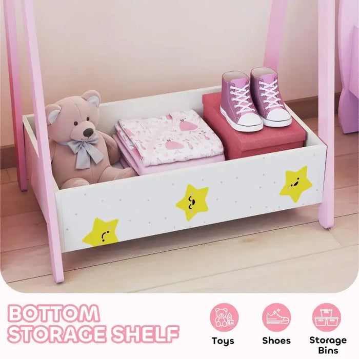 Kids Clothes Rail – Pink | Dress Up Organiser with Shelf and Hangers AIYAPLAY - Little and Giant Explorers AIYAPLAY