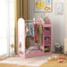 Kids Clothes Rail with Storage Shelf, Boxes and Mirror in Pink - Little and Giant Explorers AIYAPLAY