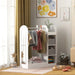 Kids Clothes Rail with Storage Shelf, Boxes and Mirror in White - Little and Giant Explorers AIYAPLAY