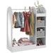 Kids Clothes Rail with Storage Shelf, Boxes and Mirror in White - Little and Giant Explorers AIYAPLAY