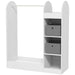 Kids Clothes Rail with Storage Shelf, Boxes and Mirror in White - Little and Giant Explorers AIYAPLAY