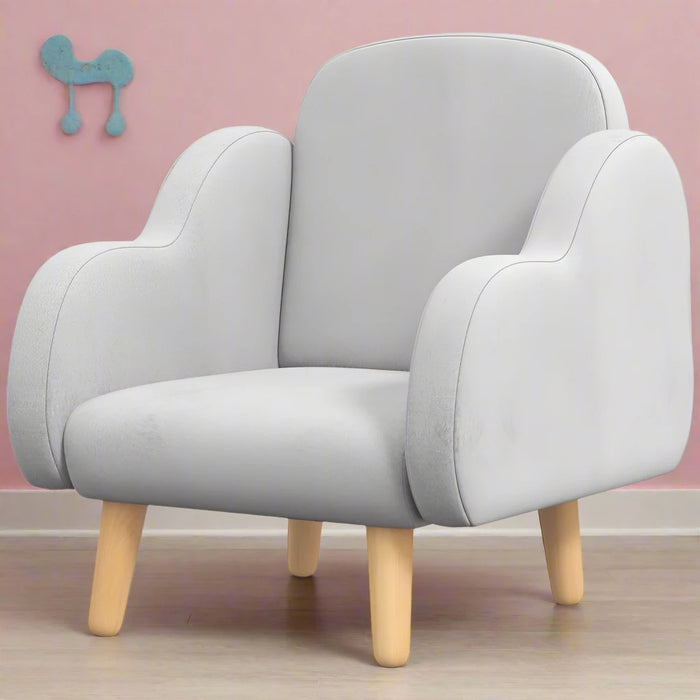 Cloud Shape Velvet Armchair in Grey - Little and Giant Explorers ZONEKIZ