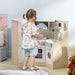 Corner Kitchen with Sound, Lights, Phone, Microwave, Oven and Range Hood - Little and Giant Explorers HOMCOM