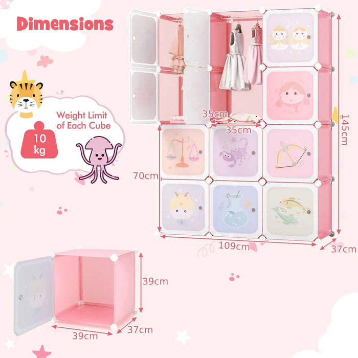 Customisable Kids Cube Storage Organiser in Pink - Little and Giant Explorers Costway