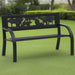 black kids decorative garden bench with animal and plant pattern on green lawn