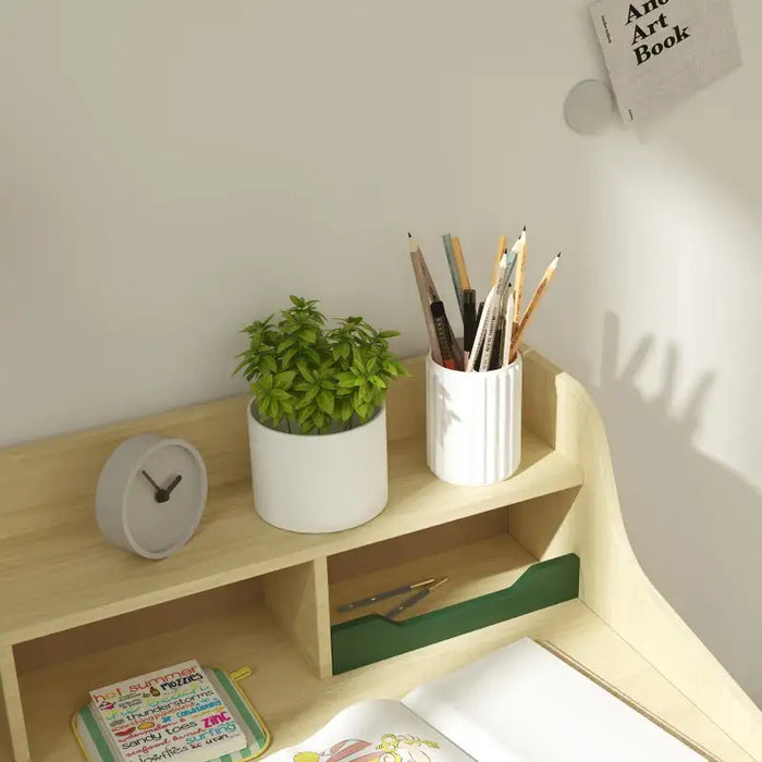 Kids Desk and Chair Set – Green and Natural Wood | Study Table with Shelves AIYAPLAY - Little and Giant Explorers AIYAPLAY