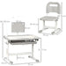 Grey kids desk and chair set with adjustable height, USB lamp, and measurement details shown.