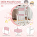 Kids Desk and Chair Set – Pink and White | Study Table - Storage and Bulletin Board COSTWAY - Little and Giant Explorers Costway