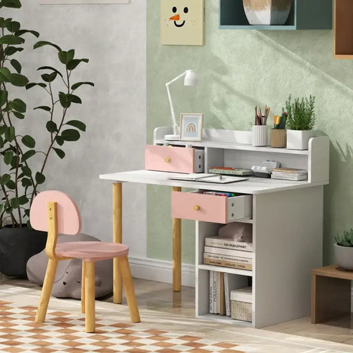 Kids Desk and Chair Set - Pink | Drawers and Shelves AIYAPLAY - Little and Giant Explorers AIYAPLAY