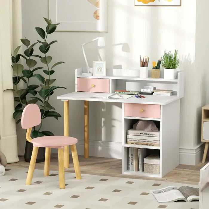Kids Desk and Chair Set - Pink | Drawers and Shelves AIYAPLAY - Little and Giant Explorers AIYAPLAY