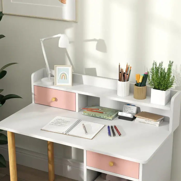 Kids Desk and Chair Set - Pink | Drawers and Shelves AIYAPLAY - Little and Giant Explorers AIYAPLAY