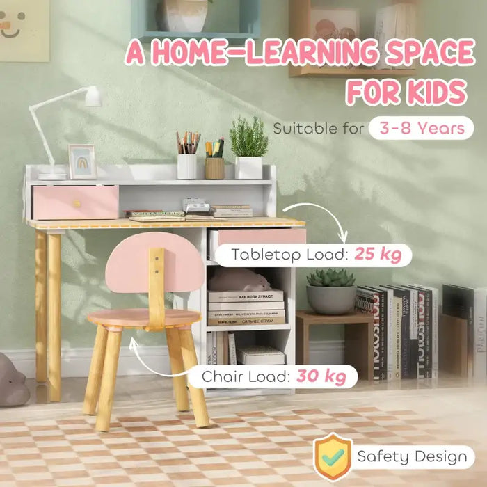 Kids Desk and Chair Set - Pink | Drawers and Shelves AIYAPLAY - Little and Giant Explorers AIYAPLAY