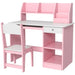Kids Desk and Chair Set - Pink | Study Table with Storage ZONEKIZ - Little and Giant Explorers ZONEKIZ