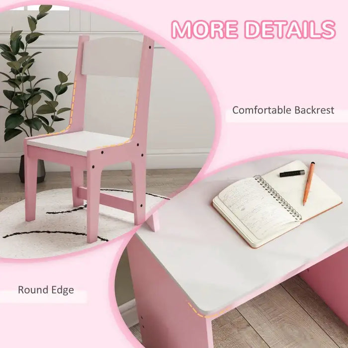 Kids Desk and Chair Set - Pink | Study Table with Storage ZONEKIZ - Little and Giant Explorers ZONEKIZ