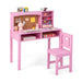 Kids Desk and Chair Set - Pink | Wooden Study Table with Storage and Cork Board COSTWAY - Little and Giant Explorers Costway