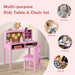 Kids Desk and Chair Set - Pink | Wooden Study Table with Storage and Cork Board COSTWAY - Little and Giant Explorers Costway