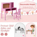 Kids Desk and Chair Set - Pink | Wooden Study Table with Storage and Cork Board COSTWAY - Little and Giant Explorers Costway