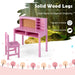 Kids Desk and Chair Set - Pink | Wooden Study Table with Storage and Cork Board COSTWAY - Little and Giant Explorers Costway