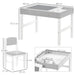 Kids Desk and Chair Set – White and Grey | Study Table - Whiteboard and Storage ZONEKIZ - Little and Giant Explorers ZONEKIZ