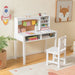 Kids Desk and Chair Set - White | Hutch and Bulletin Board COSTWAY - Little and Giant Explorers Costway