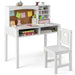 Kids Desk and Chair Set - White | Hutch and Bulletin Board COSTWAY - Little and Giant Explorers Costway