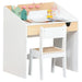 Kids Desk and Chair Set - White | Study Table with Drawer and Shelf HOMCOM - Little and Giant Explorers HOMCOM